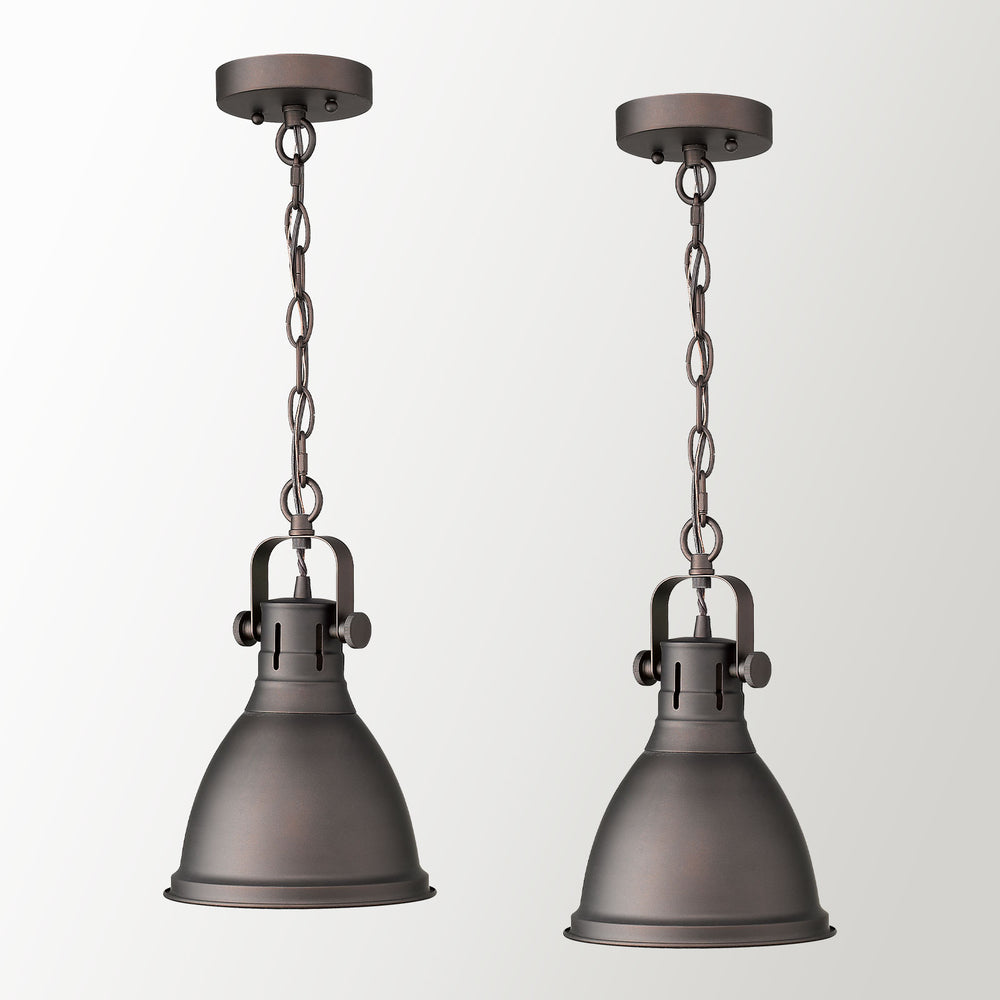 Emliviar Farmhouse Pendant Lights 2 Pack, 8 Inch Ceiling Hanging Lights with Metal Dome Shade, Oil Rubbed Bronze Finish, 4054M ORB-2PK