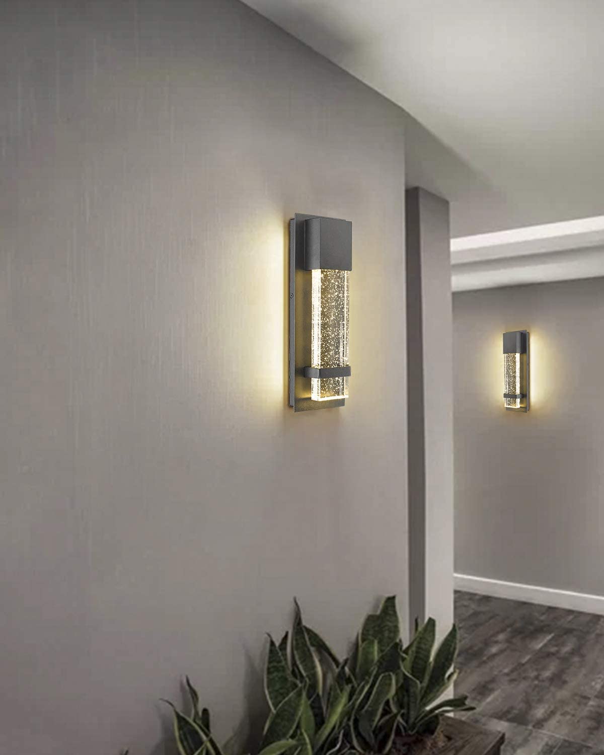 Emliviar Modern LED Wall Sconces 2 Pack in Black Finish,0395-WD-2PK