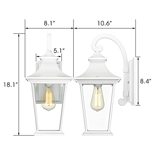 
                  
                    Emliviar Modern Outdoor Carriage Lights, Large Outside Lights for House, Clear Glass in White Finish, 500181-WH
                  
                
