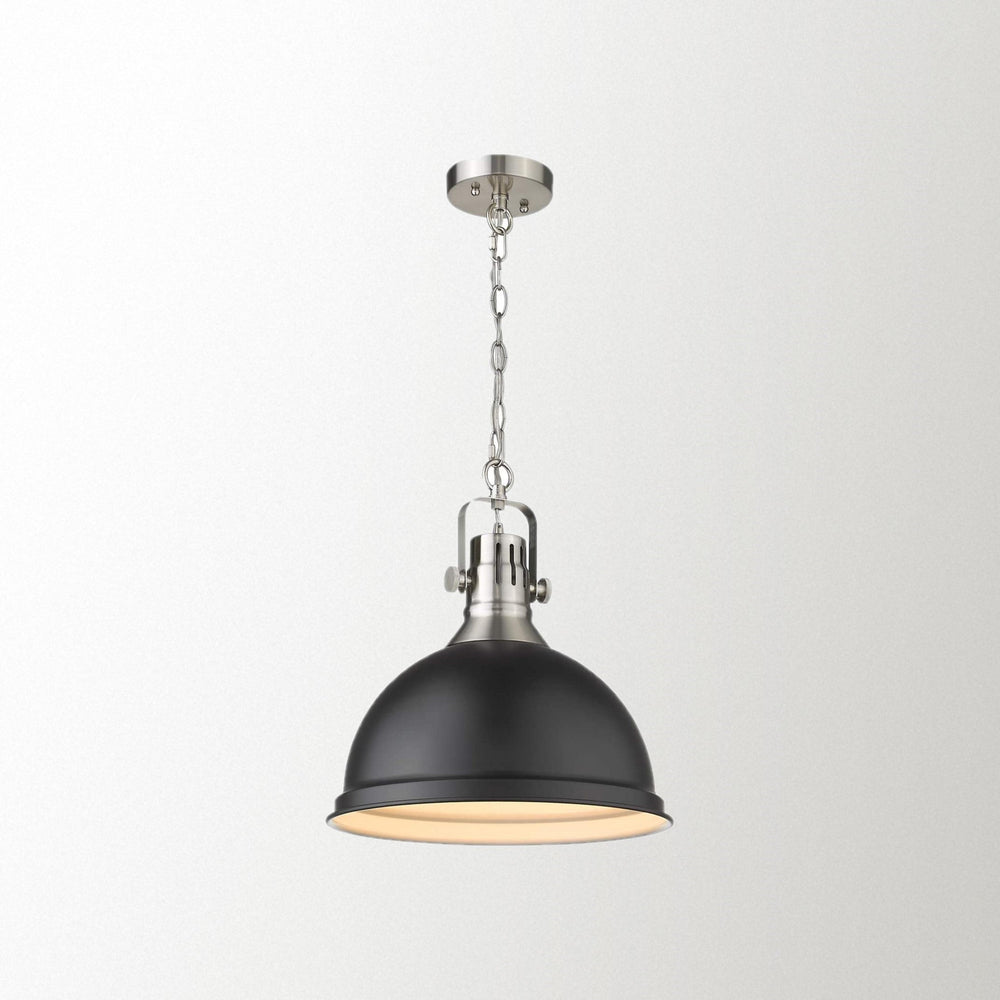 
                  
                    Emliviar 1-Light Industrial Pendant Lighting, 14 inch Modern Dome Hanging Light with Metal Shade, Black Finish, 4054L BN/BK
                  
                