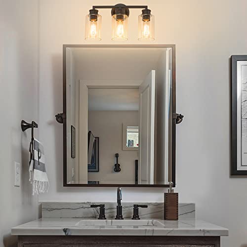 
                  
                    Emliviar 3-Light Oil Rubbed Bronze Vanity Light, Farmhouse Bronze Bathroom Light Fixture with Clear Glass Shade, YCE253B-3W ORB
                  
                