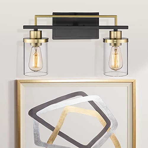 
                  
                    Emliviar 2-Light Gold Bathroom Light Fixtures - Vanity Light in Black and Gold Finish with Clear Glass,YCE238B-2W BK+BG
                  
                