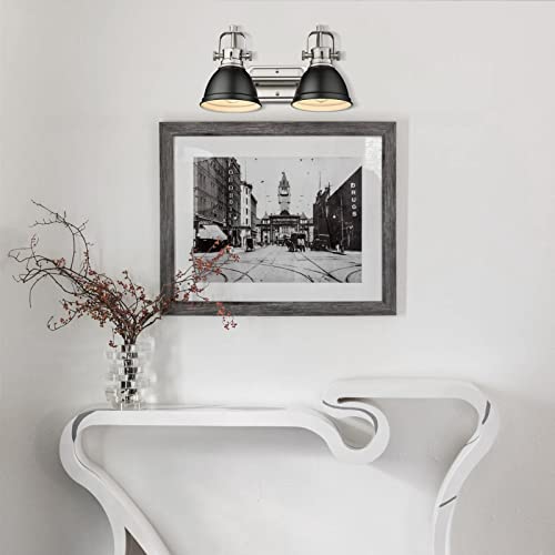 
                  
                    Emliviar Modern Vanity Light, Industrial 2-Light Bathroom Wall Light Fixtures, Black and Brushed Nickel Finish with Metal Shade,4054-2W BN+BK
                  
                