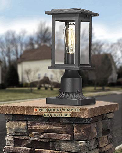 
                  
                    HWH Outdoor Post Light Fixtures in Matte Black Finish with Clear Glass Shade, 5HD37P BK
                  
                