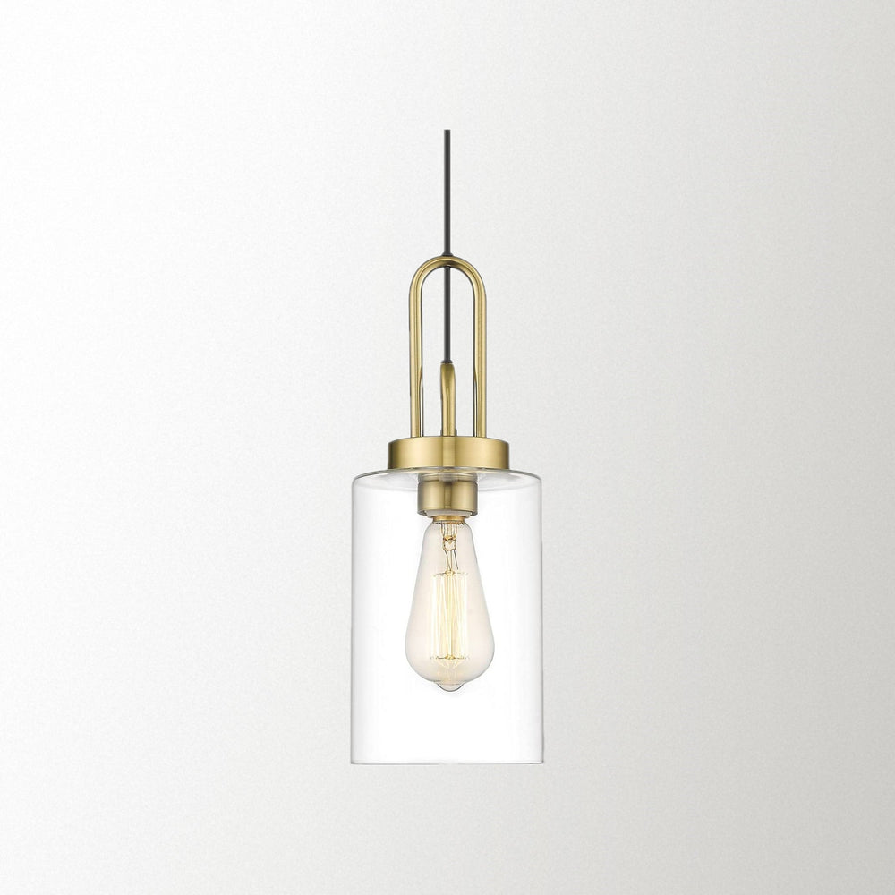 Emliviar Modern Gold Pendant Light - Kitchen Island Hanging Light with Clear Glass Shade in Gold Finish,YCE236 M1L BG