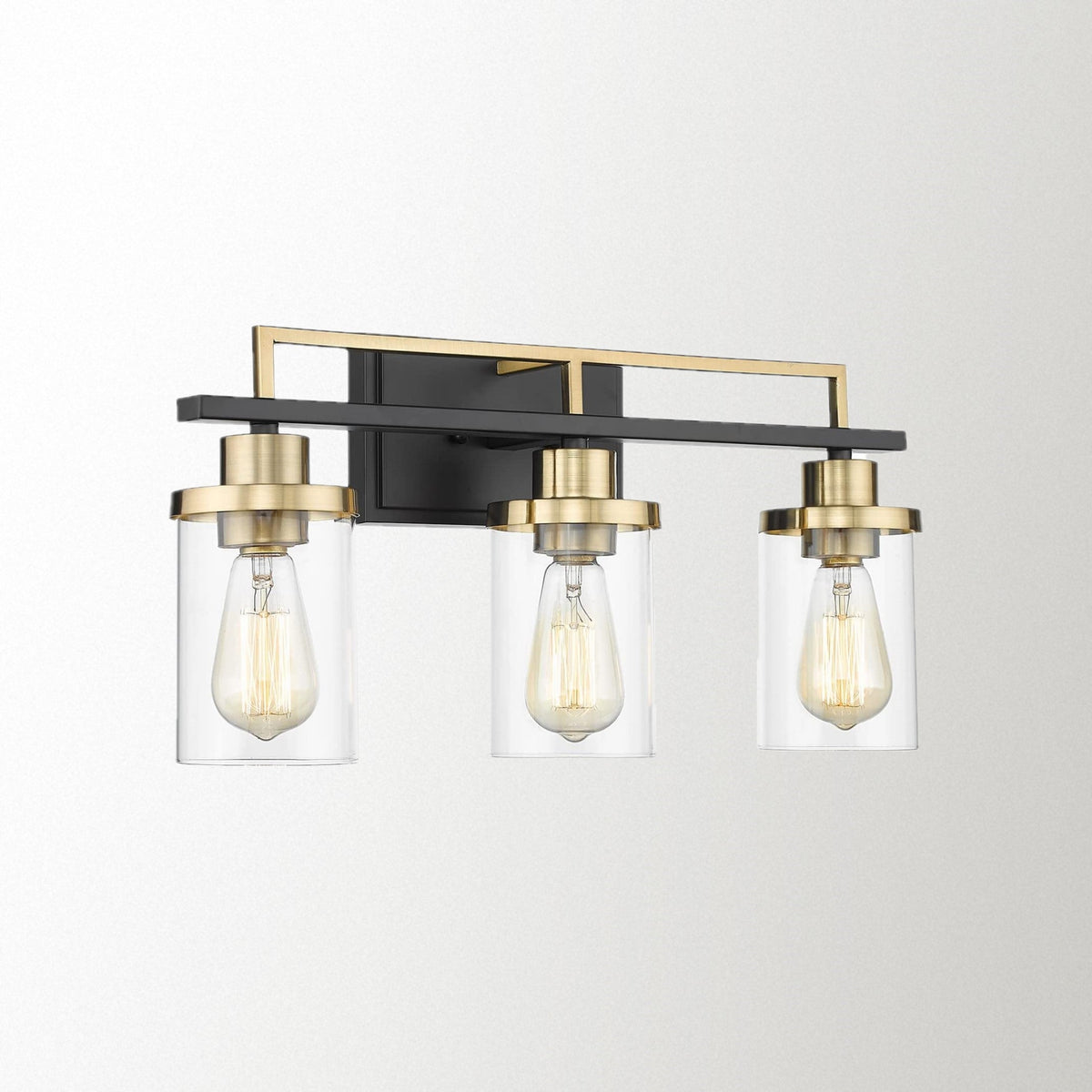 Emliviar 3Light Bathroom Vanity Light Fixtures Black and Gold Finis