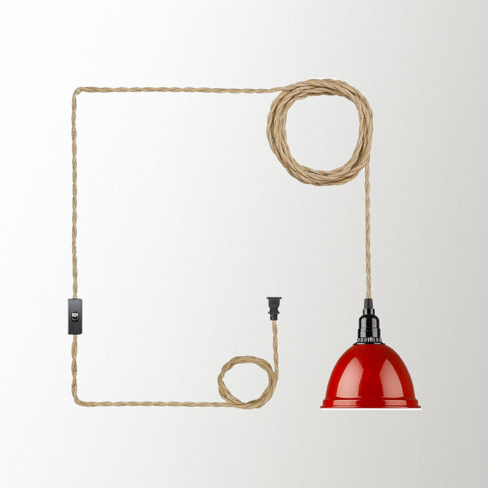 
                  
                    Emliviar Hanging Light with Plug in Cord - Metal Pendant Light with Switch, Modern Industrial Lamp Light Kit with Twisted Hemp Rope, Red Finish, YCE240-M1L RED
                  
                