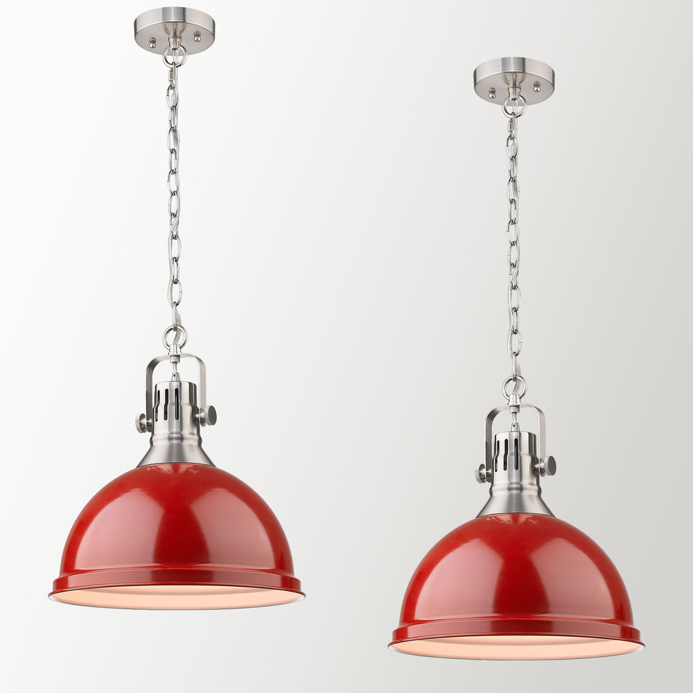 
                  
                    Emliviar 1-Light Large Pendant Lights 2 Pack, 14 Inch Modern Kitchen Light Fixtures with Metal Shade, Red Finish, 4054L BN/RED-2PK
                  
                