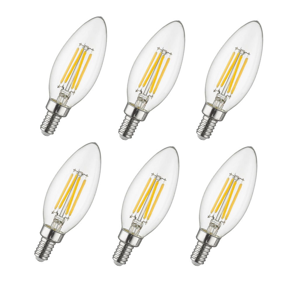 FEMILA 6-Pack Dimmable E12 LED Candelabra Bulbs 25Watt Equivalent, 2700K Warm White, 380Lumens, 4W B11 Vintage Chandelier Light Bulbs, 4FC35-E12 LED-4W