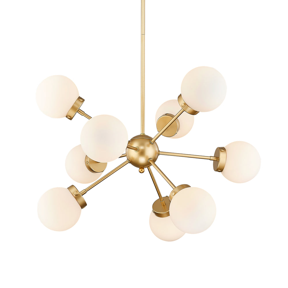 
                  
                    FEMILA Sputnik Chandelier, Champagne Gold Pendant Light Fixtures, 9-Light Mid Century Modern Chandelier with Frosted Glass Shade for Kitchen, Dining Room, Living Room, 4FJF71-9 CG
                  
                