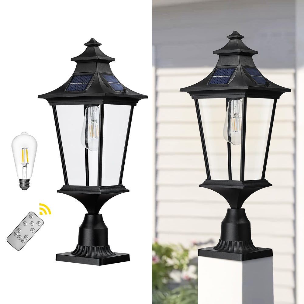 
                  
                    Emliviar 22 Inch Farmhouse Solar Lamp Post Light with Pier Mount, Large Outdoor Post Light for Outside Patio with Remote Control, Die-Cast Aluminum, Black Finish, 500181M-SL BK
                  
                