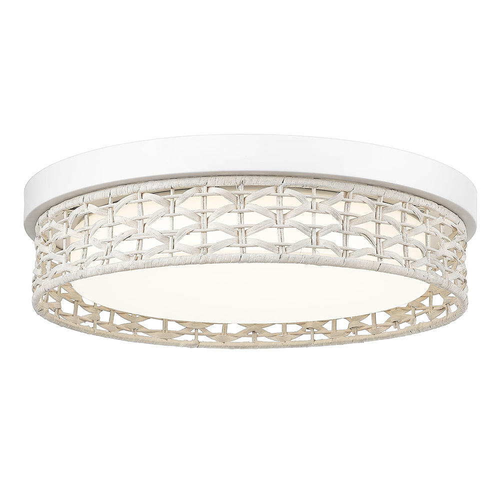 HWH Boho Light Fixtures Ceiling 32W LED, 16'' Rattan Flush Mount Ceiling Light, White Handwoven Wicker Light Fixtures Ceiling Mount 3000K/3500K/4000K/5100K/6500K 32W, 5HJF87MF-LED WH