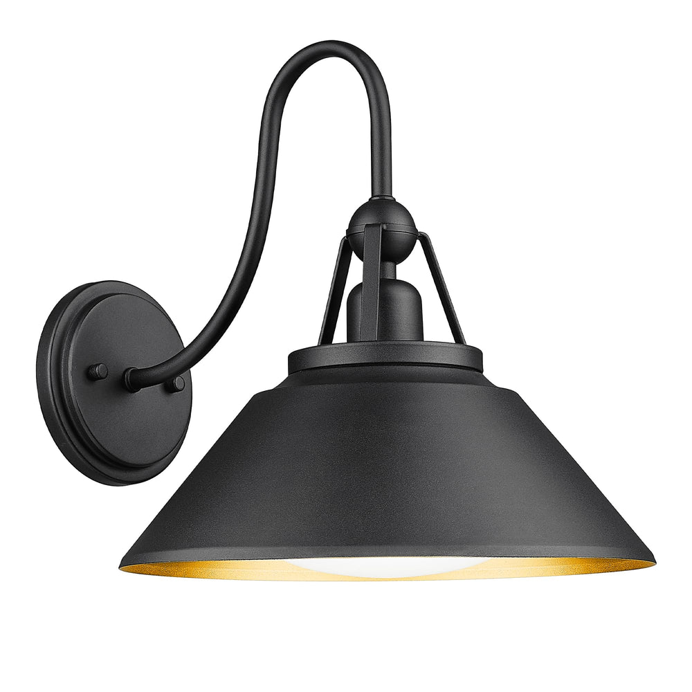 HWH Black and Gold Wall Sconces, Industrial Sconces Wall Lighting Indoor Outdoor Barn Light Fixture, 12'' Gooseneck Wall Lamp for Bathroom Bedroom Kitchen Garage, 5HYS89B BK