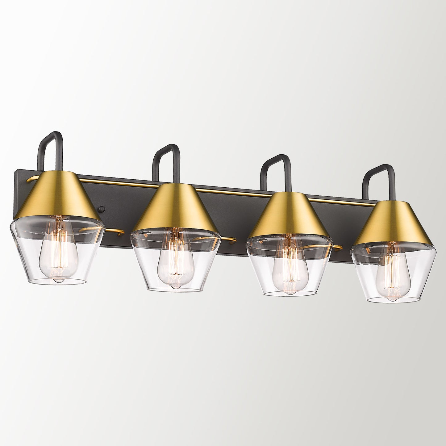 
                  
                    HWH Bathroom Vanity Light Fixtures Over Mirror, Vanity Wall Sconce Lamp, Black and Gold Finish, 5HZG60B-4W BK+BG
                  
                