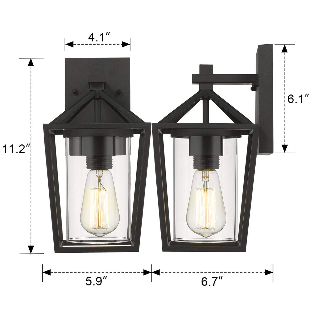 
                  
                    Emliviar Outdoor Wall Lights 2 Pack, Exterior Wall Mounted Light Fixtures, Black Finish with Clear Glass,20065B3-2PK
                  
                