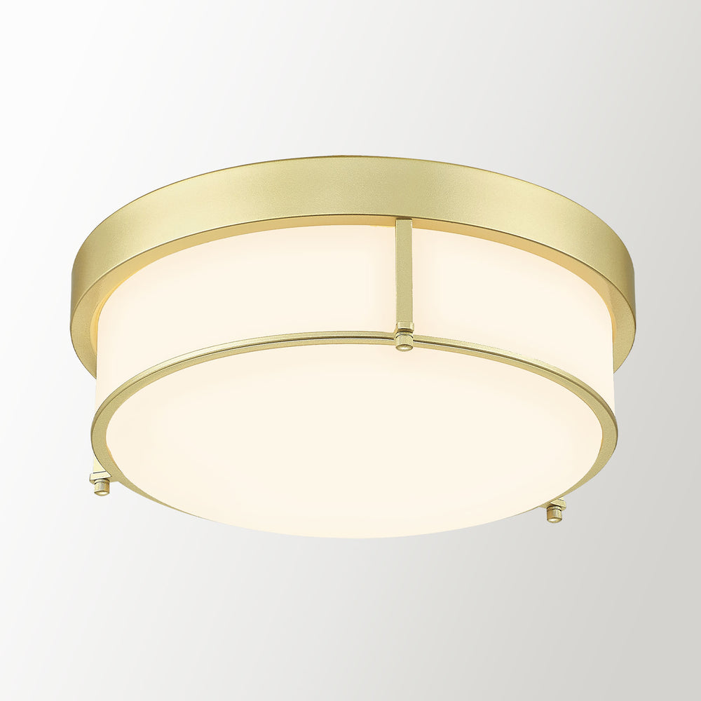 Emliviar 3-Light Modern Ceiling Light Fixture, Vintage Flush Mount Light for Hallway Kitchen Bedroom, Gold Finish with White Frosted Glass Shade, GE263MF AG
