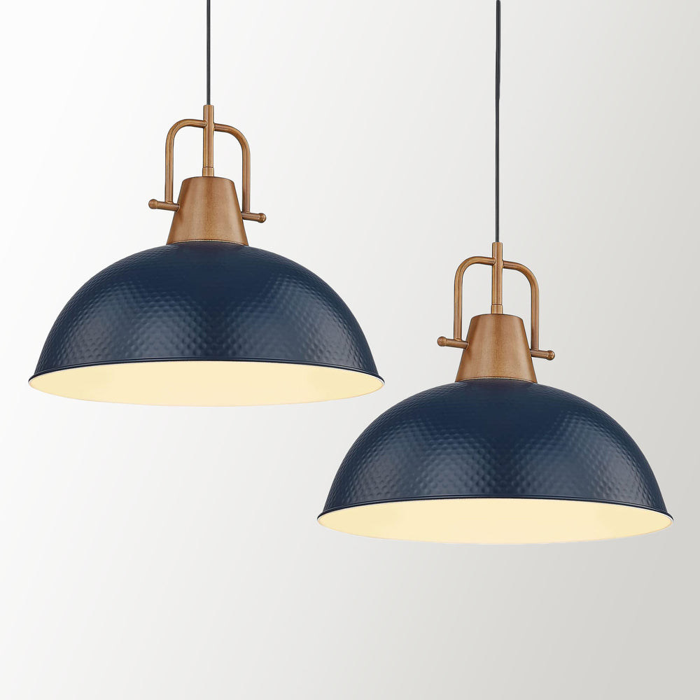 
                  
                    Emliviar 2-Pack Kitchen Pendant Lightings Over Island, 16 Inch Ceiling Hanging Lights with Dome Metal Shade, Blue Finish, GE269MIL-2L BL+WD
                  
                