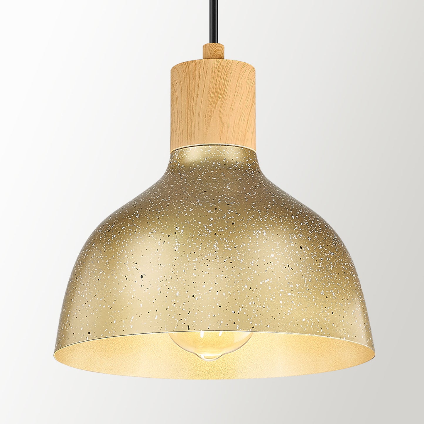 
                  
                    Emliviar 1-Light Modern Gold Pendant Light, 8" Hanging Light Fixture Over Island with Metal Lampshade, GE273MIL AG
                  
                