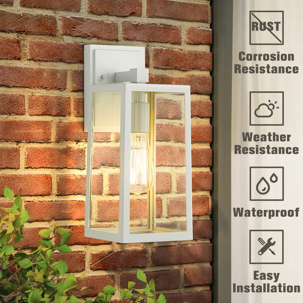 
                  
                    Emliviar Modern Outside Lights for House, 1-Light Outdoor Wall Light Exterior with Clear Glass, White Finish,WE212B WH
                  
                