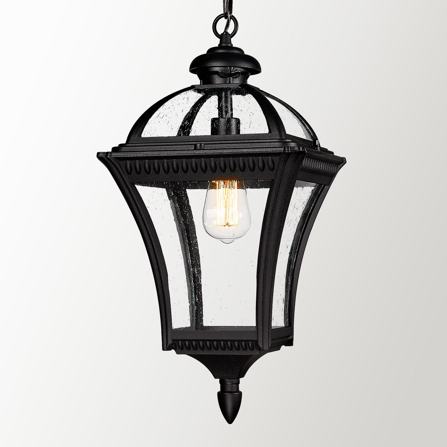 
                  
                    Emliviar Farmhouse Outdoor Pendant Light for Porch, 21" Industrial Large Hanging Lantern Light for Outside Patio with Seeded Glass, Black Finish, XE266H BK
                  
                