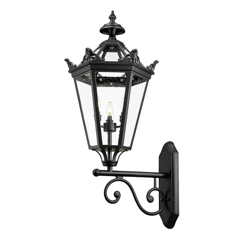 
                  
                    Emliviar 41 inch Vintage Outdoor Wall Light, 3-Light Extra Large Exterior Wall Lantern Outside House with Seeded Glass, Black Finish, XE283B BK
                  
                