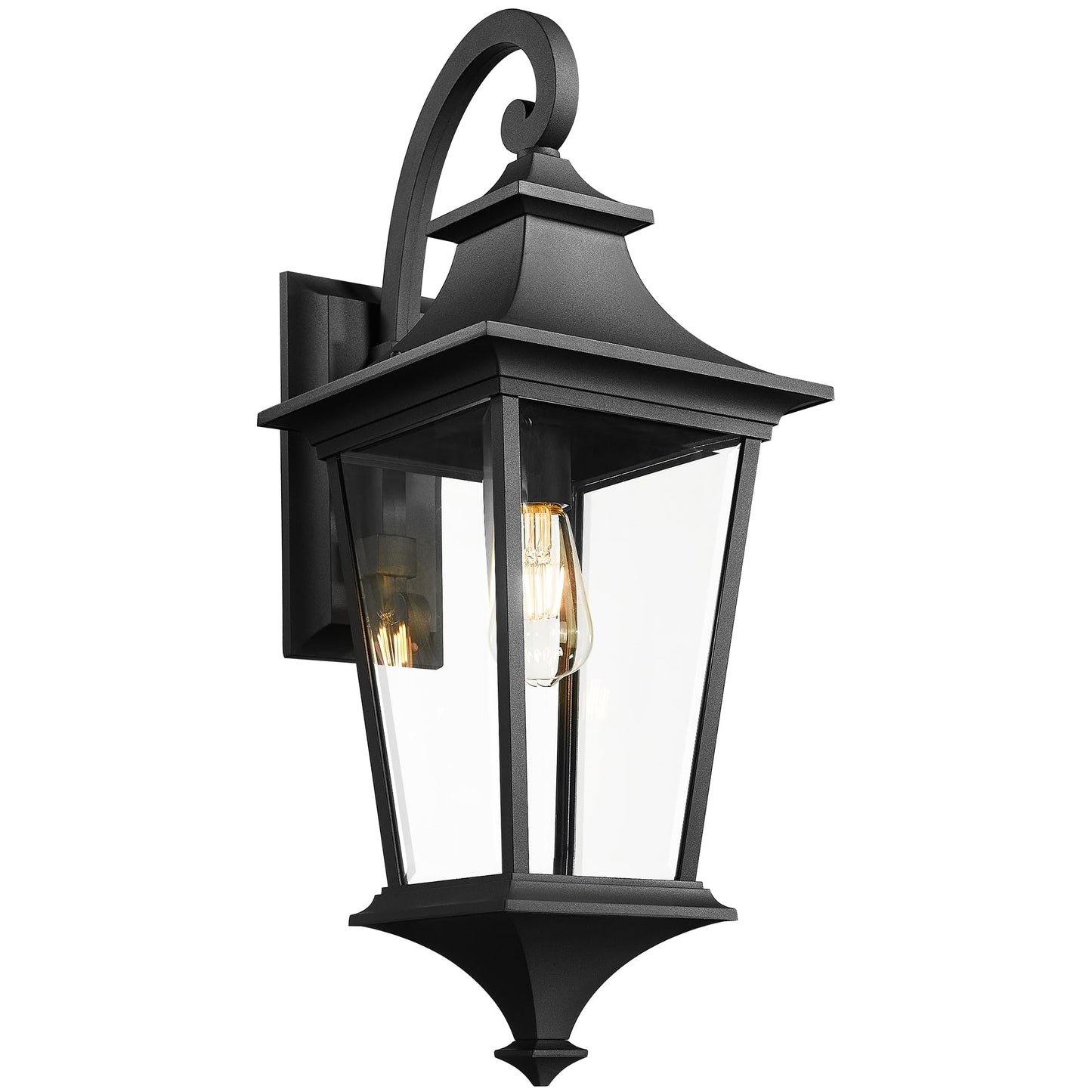 
                  
                    Emliviar 15 Inch Outdoor Wall Lantern, Modern Outside Front Door Lights, Black Finish with Seeded Glass, XE292B BK
                  
                