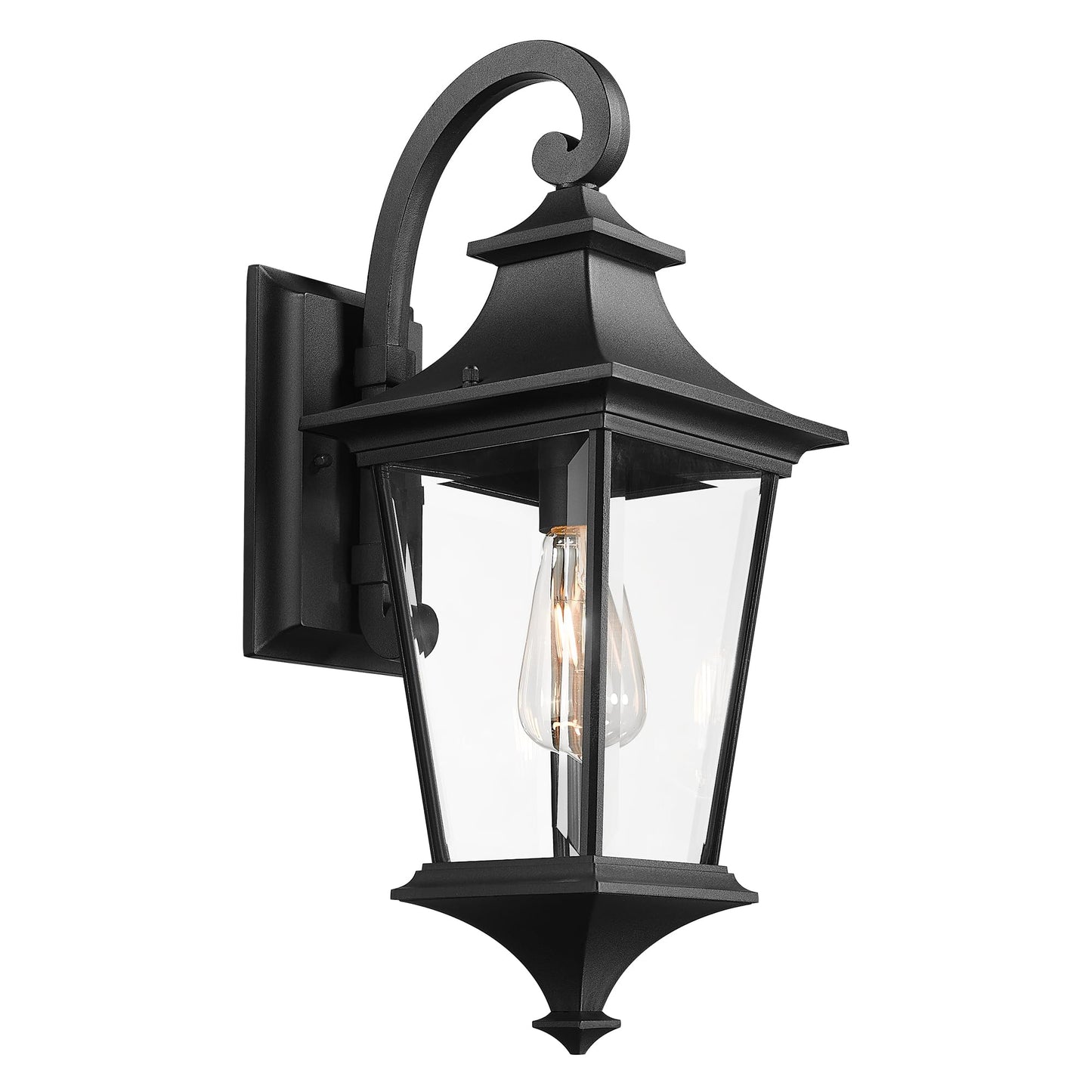 
                  
                    Emliviar 15 Inch Outdoor Wall Lantern, Modern Outside Front Door Lights, Black Finish with Seeded Glass, XE292B BK
                  
                