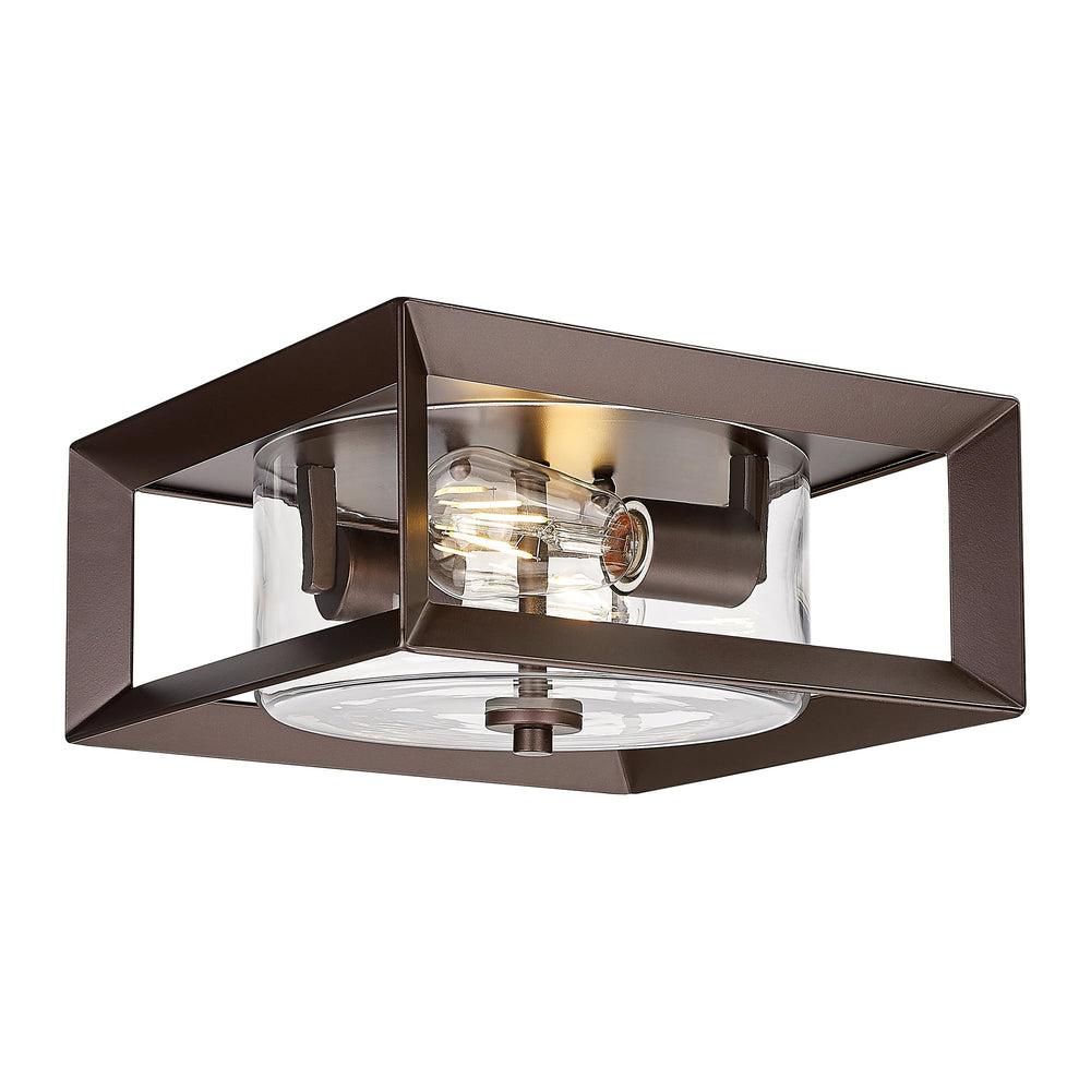 Emliviar Flush Mount Ceiling Light for Bedroom, Kitchen, Square Cage Ceiling Lamp with Clear Glass, Oil Rubbed Bronze Finish, YE277F ORB