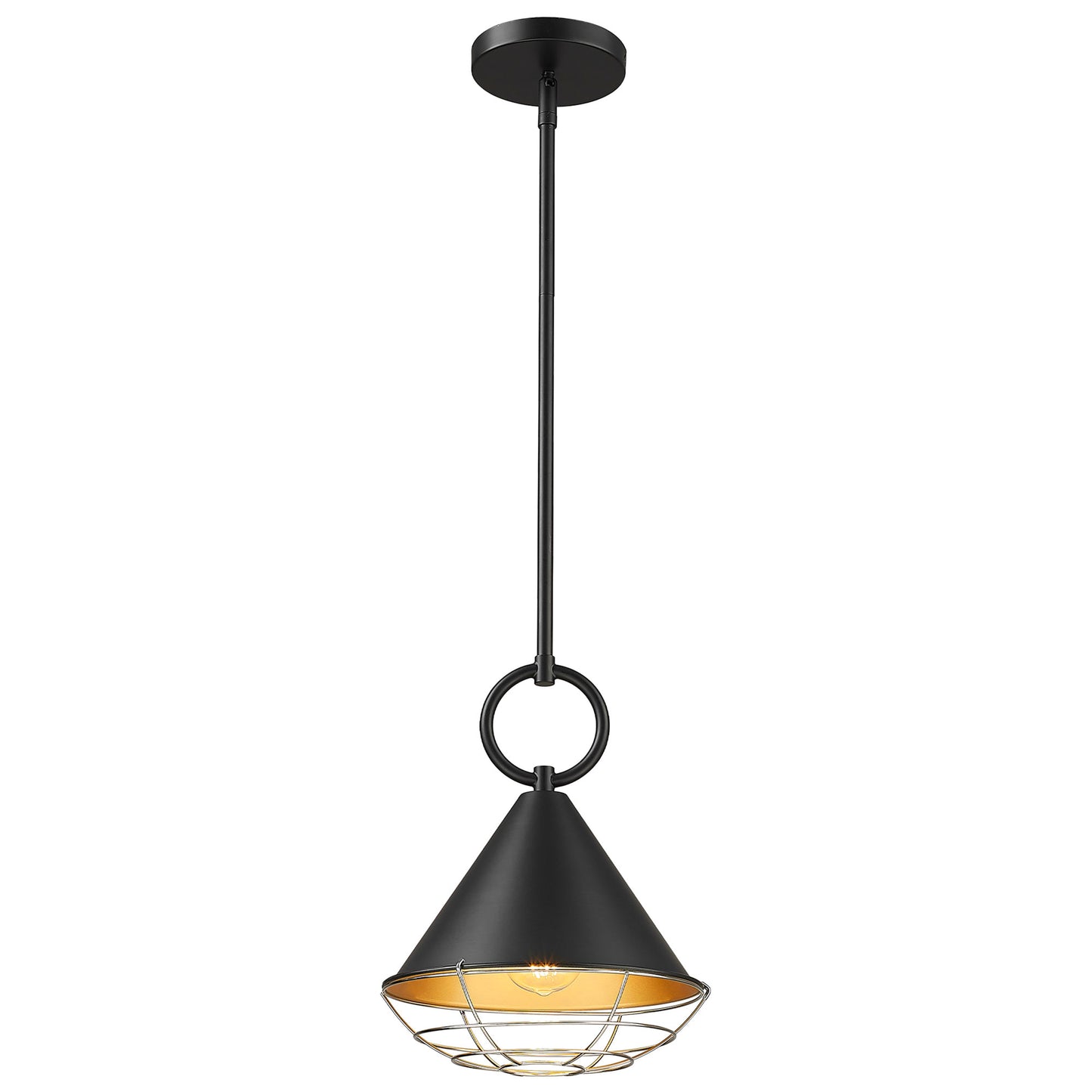 
                  
                    Emliviar Farmhouse Modern Pendant Light 9.6", 1-Light Rustic Hanging Lamp for Kitchen Island, Metal Dome Shade in Black Finish, YSE278MIL BK
                  
                
