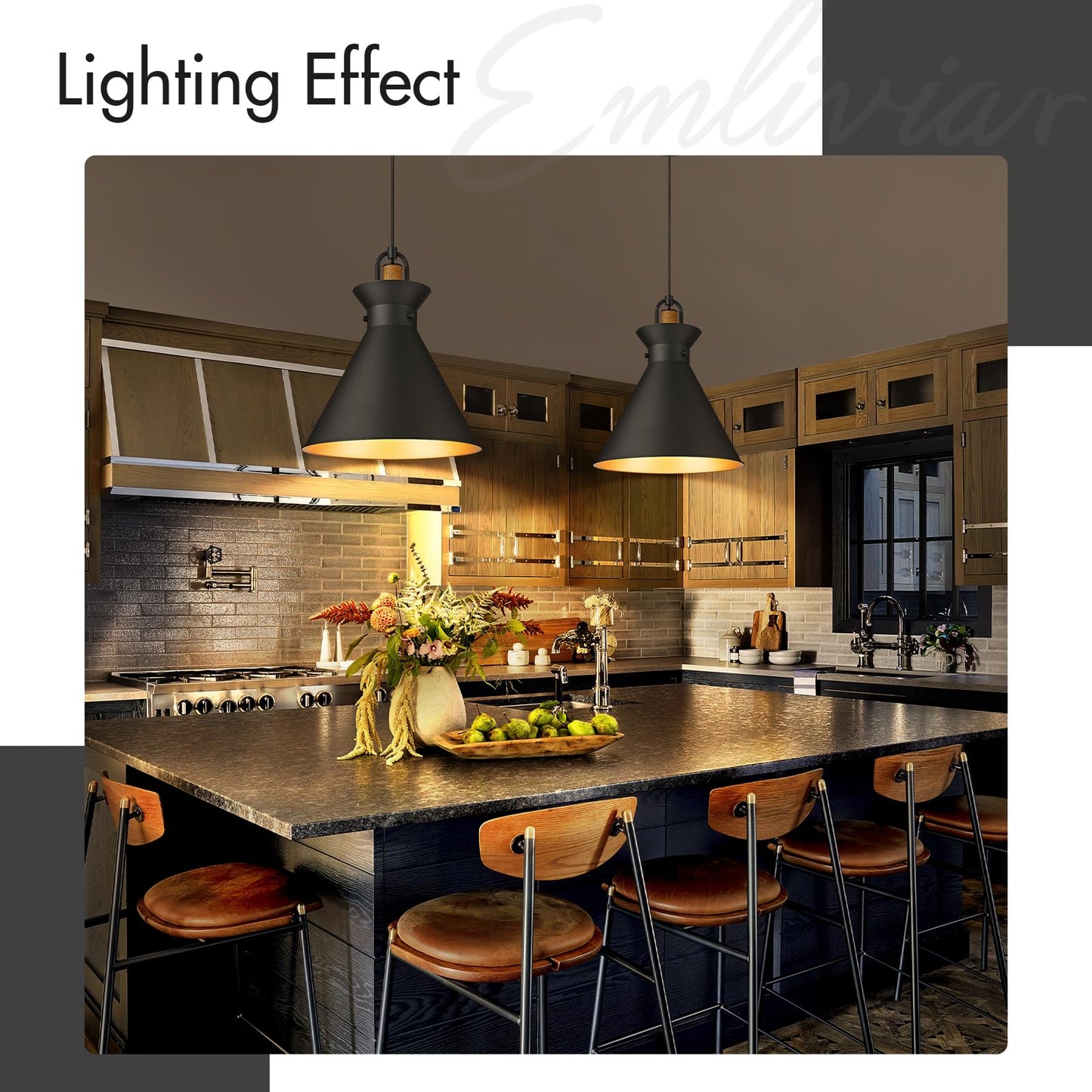 
                  
                    Emliviar Industrial 3-Light Pendant Light Fixtures, Modern Farmhouse Chandelier for Living Room, Cone Metal Shade in Black Finish, YSE2MIL-3L BK
                  
                