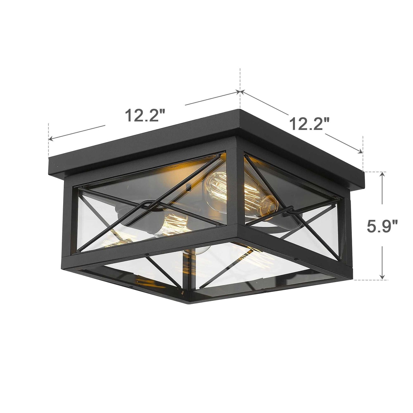 
                  
                    Emliviar Ceiling Light Fixture Flush Mount Ceiling Light in Black Finish,0387B-CL BK
                  
                