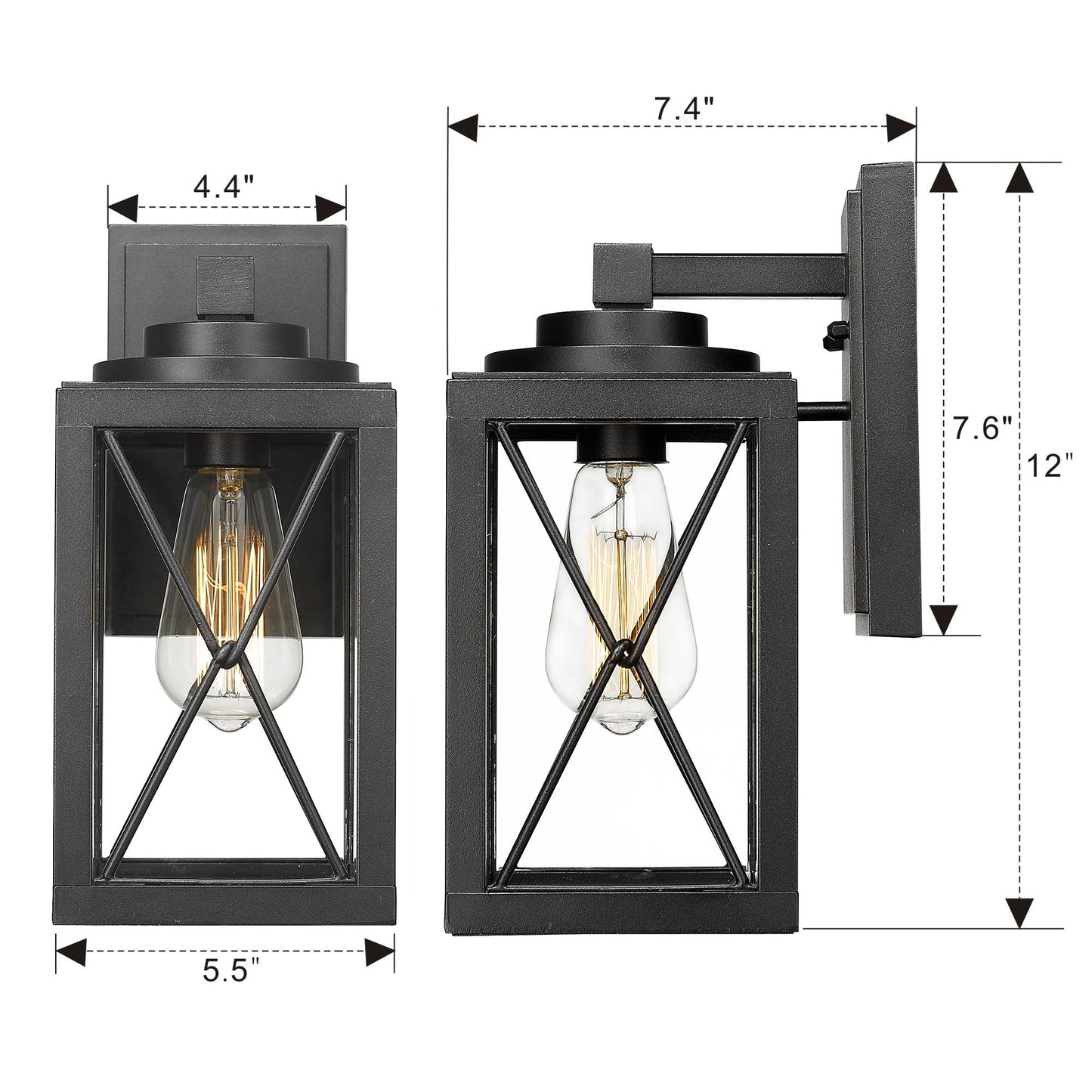 
                  
                    Emliviar Weather-Resistant Outdoor Wall Lanterns Sconces,2 Pack,0387BK-2PK
                  
                