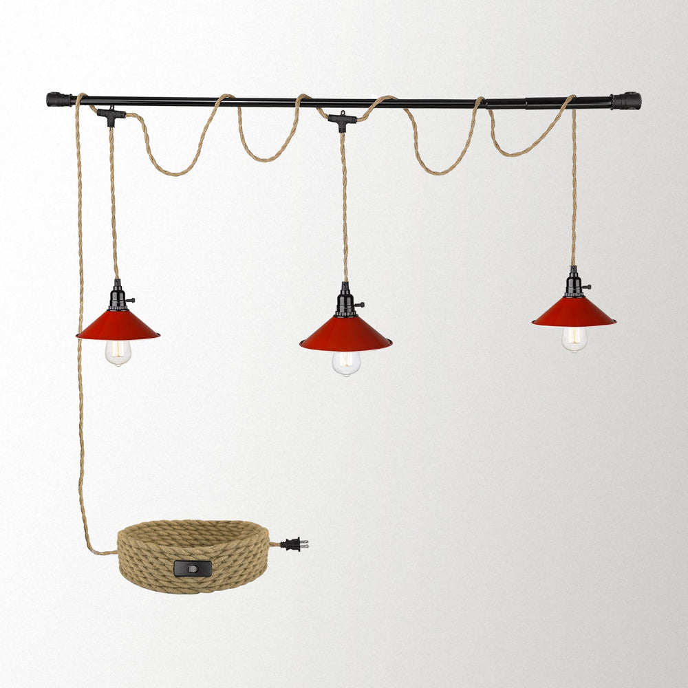 
                  
                    Emliviar 3-Light Plug in Pendant Light - Modern Industrial Hanging Lamp Chandelier with 29FT Twisted Hemp Rope for Dining Room Kitchen, Black Finish,YCE241-3 BK
                  
                