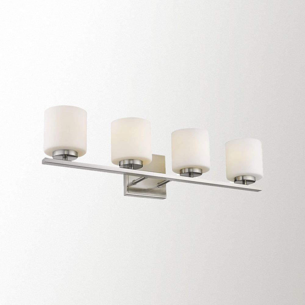 Emliviar Vanity Light Brushed Nickel Finish White Frosted Glass Shade,21002-4B