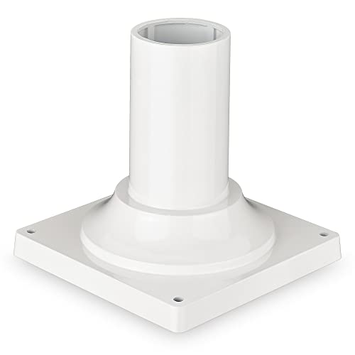 HWH Heavy Duty Post Light Adapter, Cast Aluminum Pier Mount Base 3'', Glossy White Finish, 5HW38PA WH