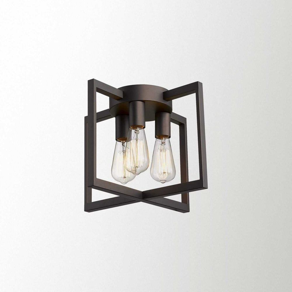 Emliviar Ceiling Light Fixture Industrial Semi-Flush Mount with Metal Cage,2A2-CL3 ORB