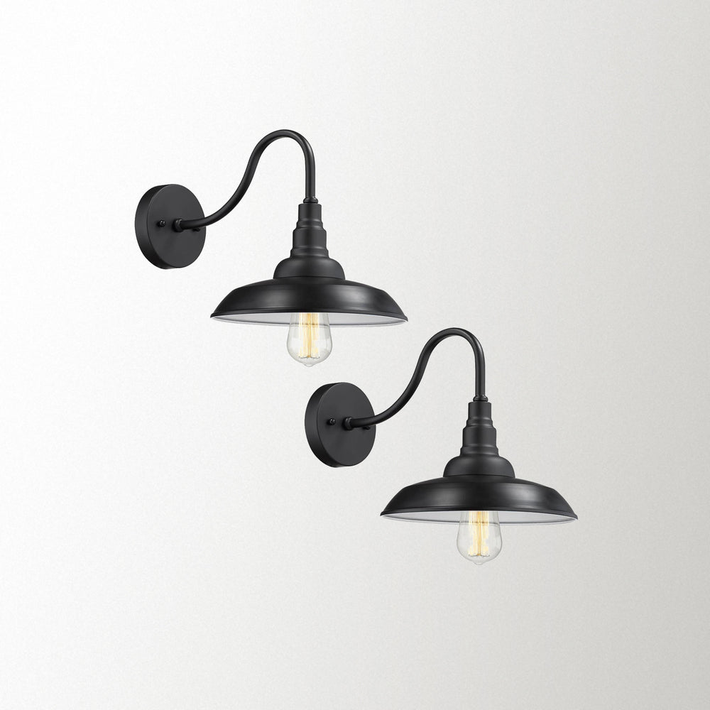 Emliviar Black Gooseneck Barn Light Wall Light 2 Pack,523-2 BK