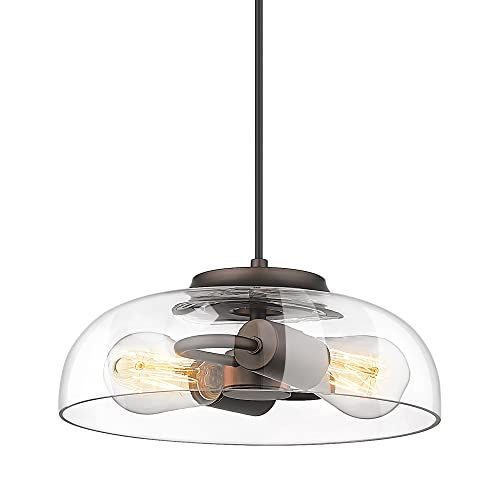 
                  
                    HWH Farmhouse Glass Pendant Lighting, Industrial Hanging Light Fixture with Adjustable Height, Oil-Rubbed Bronze Finish, 5HZG63M1L ORB
                  
                