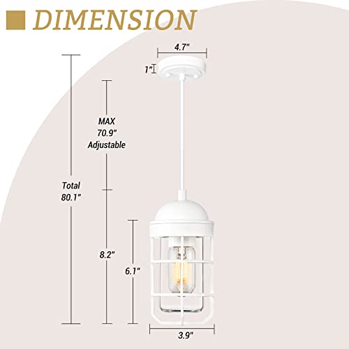 
                  
                    Emliviar Nautical Metal Pendant Light, Modern Industrial Kitchen Hanging Light Fixture, White Finish, GE255P WH
                  
                