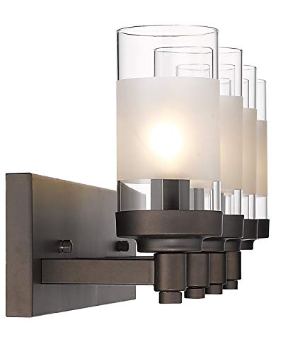 
                  
                    Emliviar 4-Light Vanity Lights, Bathroom Light Fixtures in Oil Rubbed Bronze Finish with Clear Frosted Glass Shade,JE1982-4W ORB
                  
                