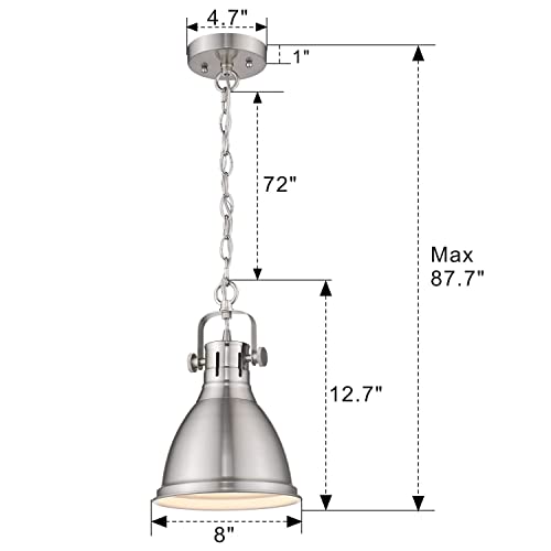 
                  
                    Emliviar 2-Pack Modern Mini Pendant Lights, 1-Light Metal Hanging Light with Dome Shade, Brushed Nickel Finish, 4054M BN-2PK
                  
                