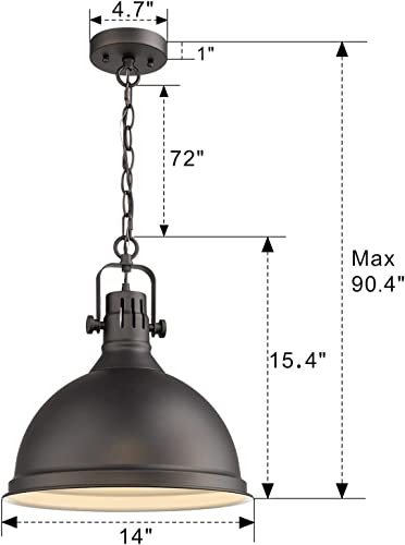 
                  
                    Emliviar 2 Pack Farmhouse Pendant Lights, 14 Inch Hanging Kitchen Lights with Metal Shade, Oil Rubbed Bronze Finish, 4054L ORB-2PK
                  
                