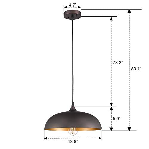 
                  
                    Emliviar Farmhouse Pendant Light Fixture, 1-Light Industrial Hanging Light with 14" Metal Dome Shade, Oil Rubbed Bronze,1901M ORB
                  
                
