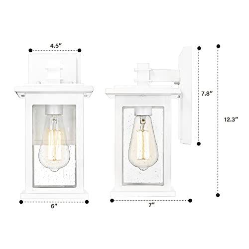 
                  
                    Emliviar 2 Pack Outdoor Sconces Wall Lighting, Modern Outdoor Porch Lights with Seeded Glass, White Finish,1803EW1-2PK WH
                  
                