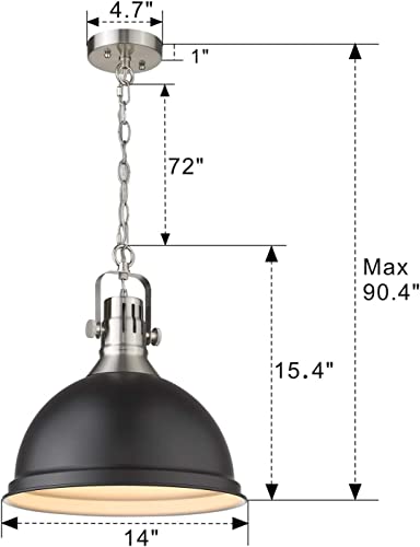 
                  
                    Emliviar 2-Pack Pendant Lights, Farmhouse Industrial Hanging Lights 14 inch, Black Finish, 4054L BN/BK-2PK
                  
                
