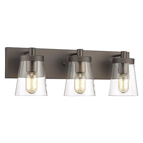 
                  
                    HWH Bathroom Vanity Light Vintage Farmhouse Bathroom Wall Lighting, Vanity Wall Sconce with Clear Glass, Oil Rubbed Bronze Finish, 5HZG44B-3W ORB-01
                  
                