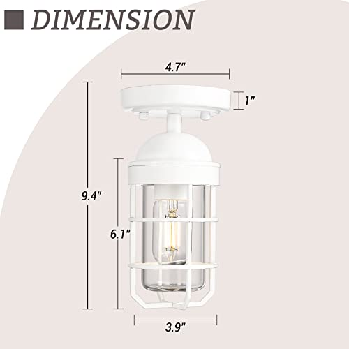 
                  
                    Emliviar Nautical Ceiling Light Fixture, Modern Brass Ceiling Light Semi-Flush Mount for Porch Hallway Foyer, White Finish, GE255F-2PK WH
                  
                