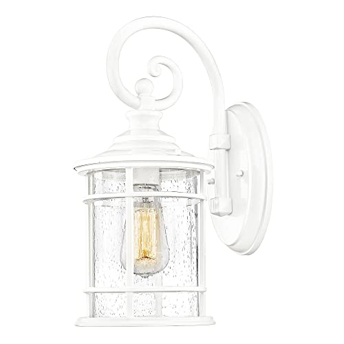 
                  
                    Emliviar 15.5 Inch Farmhouse Outdoor Porch Light, 1-Light Outside Lights for House with Seeded Glass, White Finish, XE229B WH
                  
                