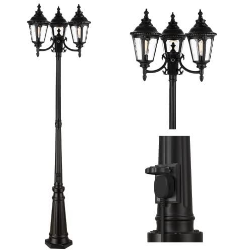 Emliviar Dusk to Dawn Street Light with GFCI Outlet, 86