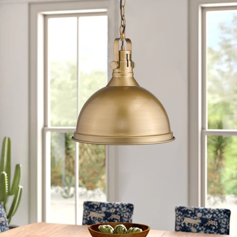
                  
                    Emliviar 1-Light Farmhouse Pendant Light, 14" Industrial Metal Hanging Light Fixture, Antique Gold Finish,4054L AG
                  
                